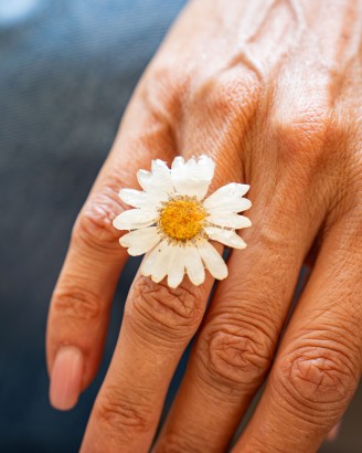 Anello margherita con Fiore Vetrificato