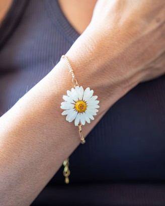 Bracciale margherita con Fiore Vetrificato